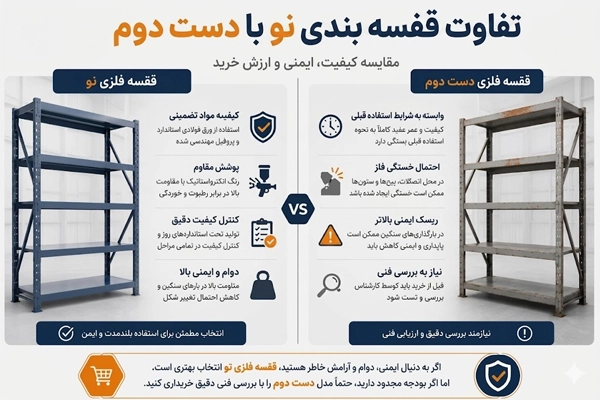 تفاوت قفسه فلزی نو با کارکرده